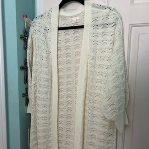 Lauren Conrad pointelle ivory cardigan sweater. Size L, brand new - never worn!